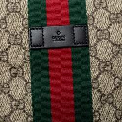 Gucci Beige GG Supreme Canvas Web Flat Messenger Bag