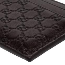 مملوكة مسبقًا Gucci Dark Brown Guccissima Leather ID Window Card Case