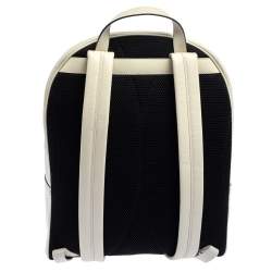 Gucci Off White Leather Logo Print Backpack