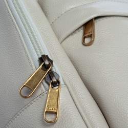 Gucci Off White Leather Logo Print Backpack