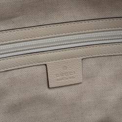 Gucci Off White Leather Logo Print Backpack