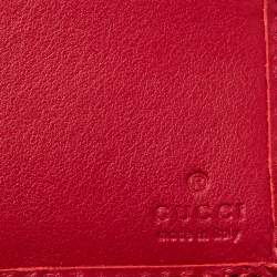 Pre Owned Gucci Red Rhombus Leather Bifold Wallet