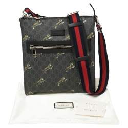 Gucci Black GG Supreme Canvas and Leather Bestiary Messenger Bag