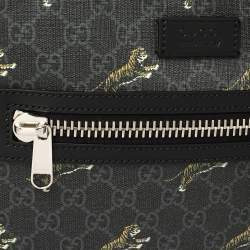 Gucci Black GG Supreme Canvas and Leather Bestiary Messenger Bag