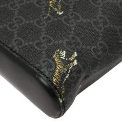 Gucci Black GG Supreme Canvas and Leather Bestiary Messenger Bag