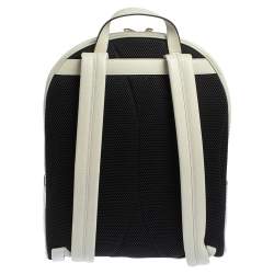 Pre Owned Gucci Off White Leather Logo Print Backpack