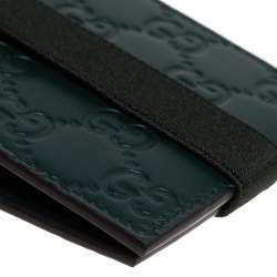 Gucci Dark Green Guccissima Leather Money Clip Bifold Wallet