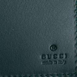 Gucci Dark Green Guccissima Leather Money Clip Bifold Wallet
