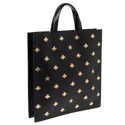 مملوكة مسبقًا حقيبة يد توتس غوتشي ستار تو واي جلد أسود