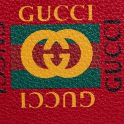 Pre Owned Gucci Red Leather Logo Bifold Wallet