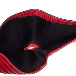 Pre Owned Gucci Red Leather Logo Bifold Wallet