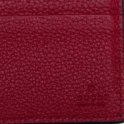 Pre Owned Gucci Red Leather Logo Bifold Wallet