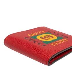 Gucci Red Leather Logo Bifold Wallet