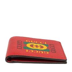 Gucci Red Leather Logo Bifold Wallet