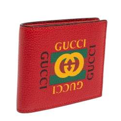 Gucci Red Leather Logo Bifold Wallet