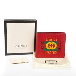 Gucci Red Leather Logo Bifold Wallet