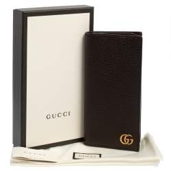 Gucci Brown Leather GG Marmont Long Bifold Wallet