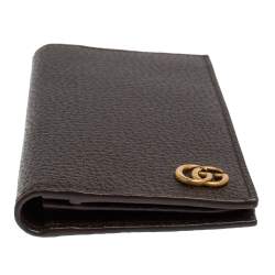 Gucci Brown Leather GG Marmont Long Bifold Wallet