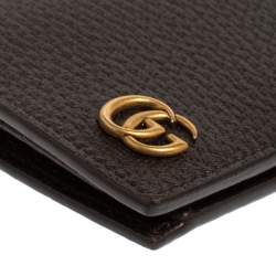 Gucci Brown Leather GG Marmont Long Bifold Wallet