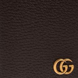 Gucci Brown Leather GG Marmont Long Bifold Wallet