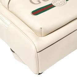 Gucci Off White Leather Logo Print Backpack