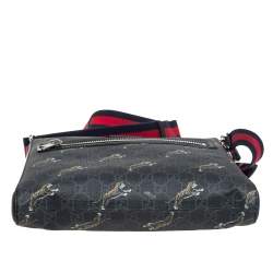 Gucci Black Tiger Print GG Supreme Messenger Bag