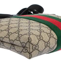 Gucci Beige GG Supreme Canvas Web Flat Messenger bag