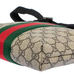 Gucci Beige GG Supreme Canvas Web Flat Messenger bag