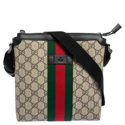 Gucci Beige GG Supreme Flat Messenger Bag in Natural for Men