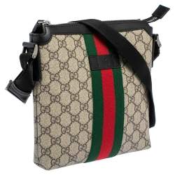 Gucci Beige GG Supreme Canvas Web Flat Messenger bag