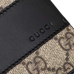 Pre Owned Gucci Beige/Black GG Supreme Canvas And Leather Wallet