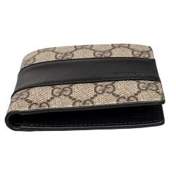 Pre Owned Gucci Beige/Black GG Supreme Canvas And Leather Wallet