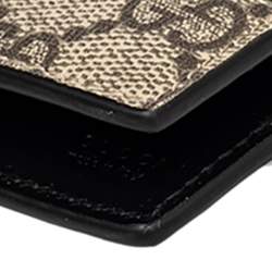 Pre Owned Gucci Beige/Black GG Supreme Canvas And Leather Wallet