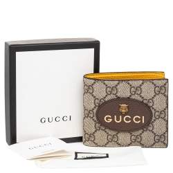 Gucci Neo Vintage Beige/Brown GG Supreme And Leather Wallet