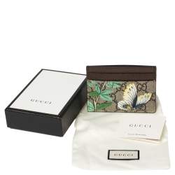 Gucci Beige/Brown GG Supreme Canvas and Leather Tian Card Holder