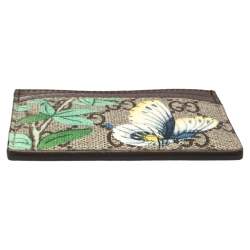 Gucci Beige/Brown GG Supreme Canvas and Leather Tian Card Holder