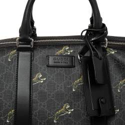 Gucci Black Tiger Print GG Supreme Canvas and Leather Carry On Duffel Bag