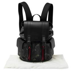 Gucci Black/Grey GG Supreme Canvas And Leather Bestiary Drawstring Backpack