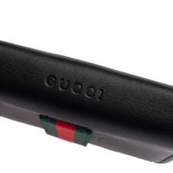 Pre Owned Gucci Black Leather Web Money Clip Bifold Wallet