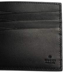 Pre Owned Gucci Black Leather Web Money Clip Bifold Wallet