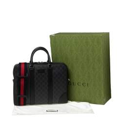 Gucci Black/Grey GG Supreme Canvas and Leather Briefcase