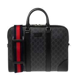 Gucci Black/Grey GG Supreme Canvas and Leather Briefcase