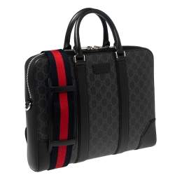 Gucci Black/Grey GG Supreme Canvas and Leather Briefcase