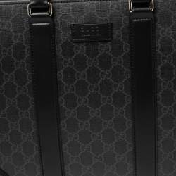 Gucci Black/Grey GG Supreme Canvas and Leather Briefcase