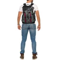 Gucci Black/Grey GG Supreme Canvas And Leather Bestiary Drawstring Backpack