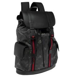 Gucci Black/Grey GG Supreme Canvas And Leather Bestiary Drawstring Backpack