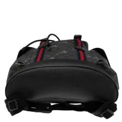Gucci Black/Grey GG Supreme Canvas And Leather Bestiary Drawstring Backpack