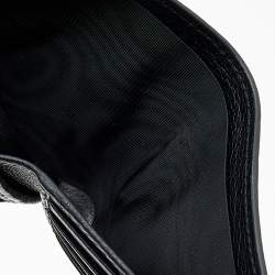 Gucci Black Leather Stripe Logo Bifold Wallet