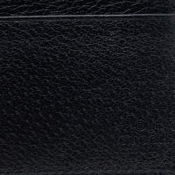Gucci Black Leather Stripe Logo Bifold Wallet