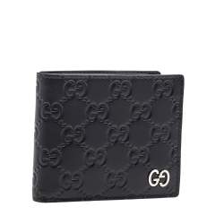 Gucci Black Guccissima Leather GG Signature Bifold Wallet